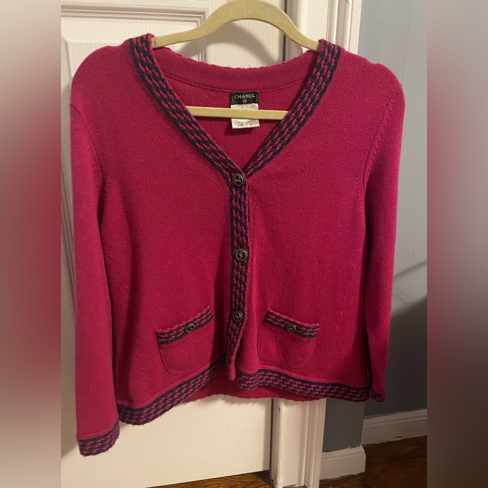 Chanel 100% Cashmere Cardigan - Pink and Navy